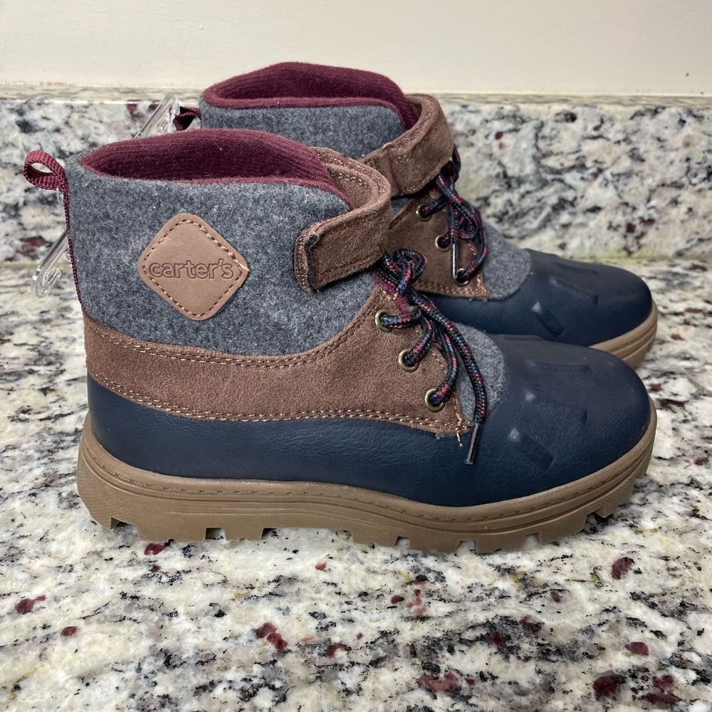Carter's Navy Blue, Burgundy and Brown Kids Boots (Size: 3 Boys) *NEW* - Picture 7 of 12